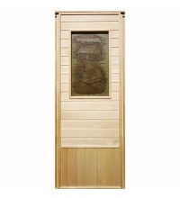 Дверь деревянная для бани DoorWood Эконом 1840x740 со стеклом ФП Изба