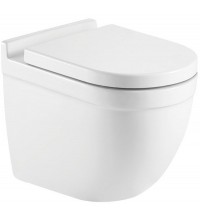 Подвесной унитаз CeramaLux 2198 безободковый (с крышкой Slim SoftClose) (белый матовый)